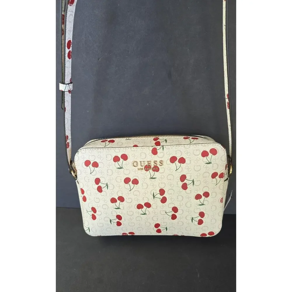 Guess Hensley Mini Crossbody Bag Womens Cherry Print Zip Adjustable Strap